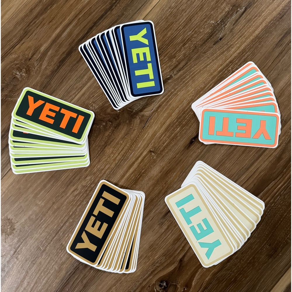 YETI Stickers- 60 total, 5 colors